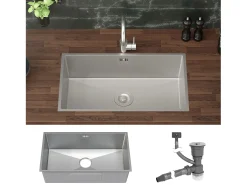 Fregadero XXL de cocina un seno 70x40cm plateado lavabo con desagüe y rebosadero
