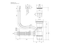 Fregadero XXL de cocina un seno 70x40cm plateado lavabo con desagüe y rebosadero