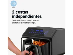 Freidora de aire Air Crispy 6008DB Universal Blue 2200W 8L 2 cubetas negro/inox