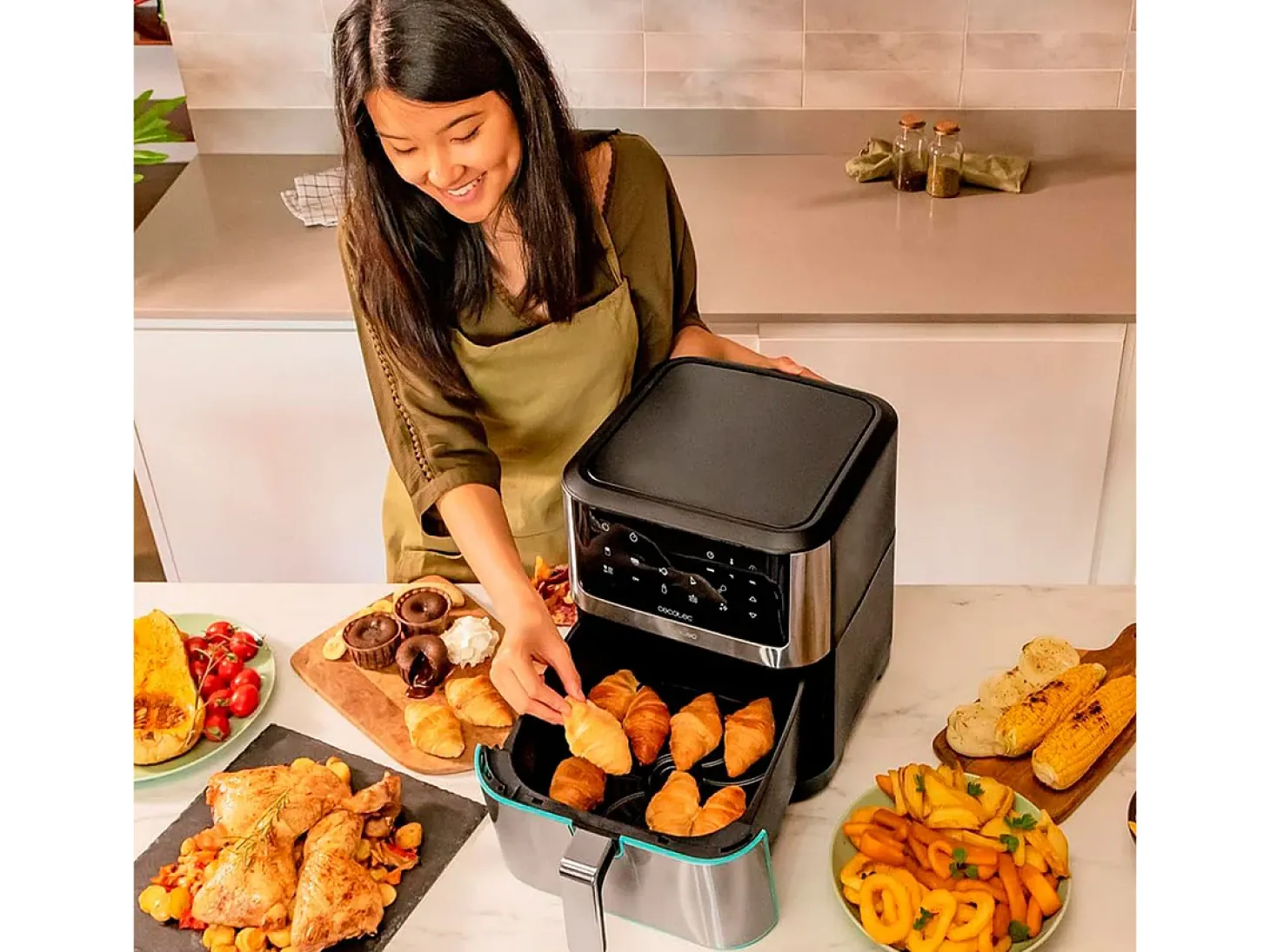 Freidora de aire Cecotec Cecofry Supreme 8000 1800W 8L 10 modos inox