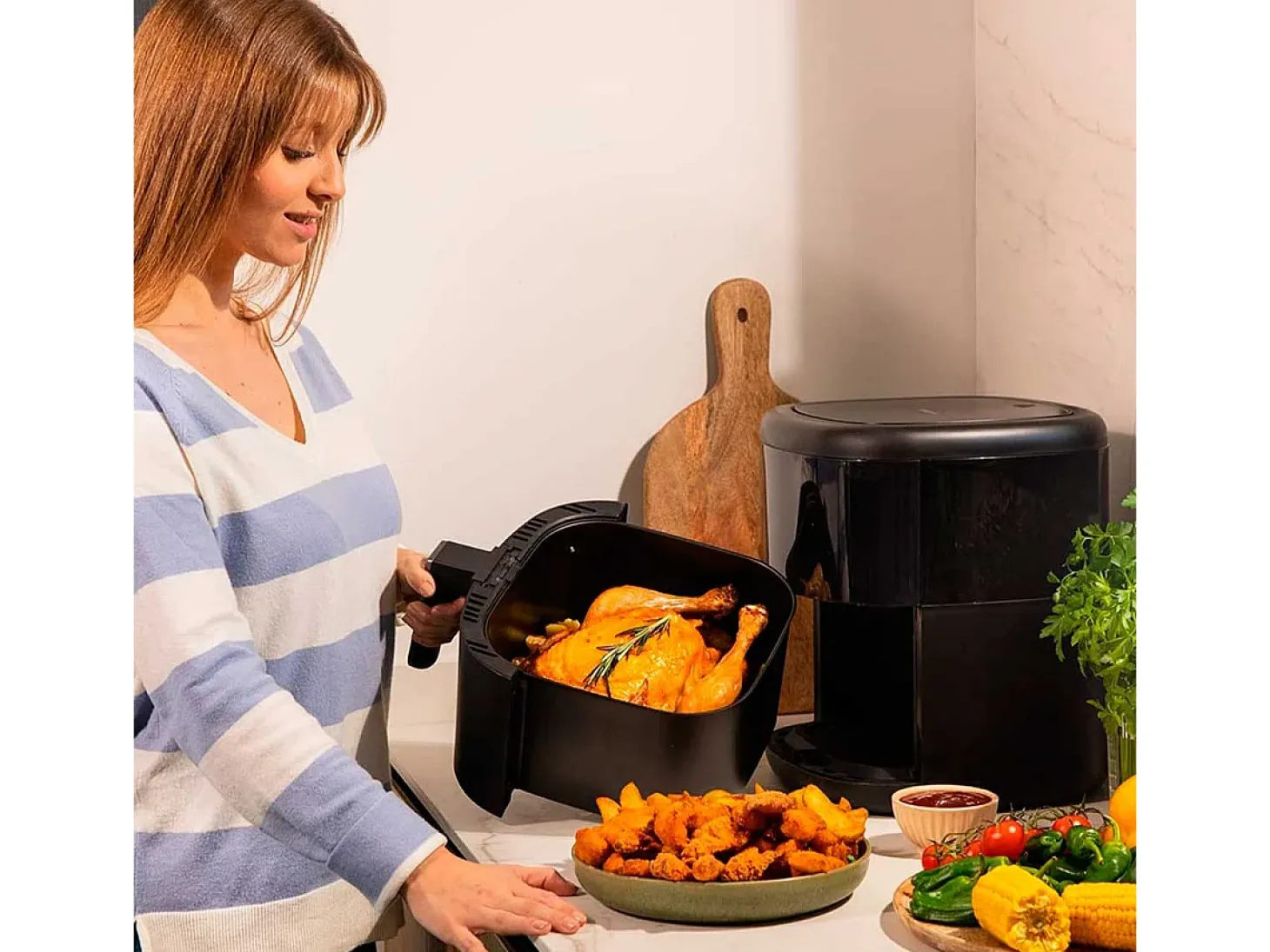 Freidora de aire Cecotec Cecofry Bombastik 6000 1700W 6L 12 modos de cocinado negro