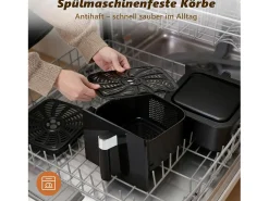 Freidora de aire Nettlife de 2 compartimentos y 11 L, 13 en 1, doble zona apilada, 2800 W, pantalla táctil, temporizador, cestas aptas para lavavajillas