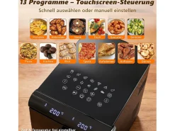Freidora de aire Nettlife de 2 compartimentos y 11 L, 13 en 1, doble zona apilada, 2800 W, pantalla táctil, temporizador, cestas aptas para lavavajillas