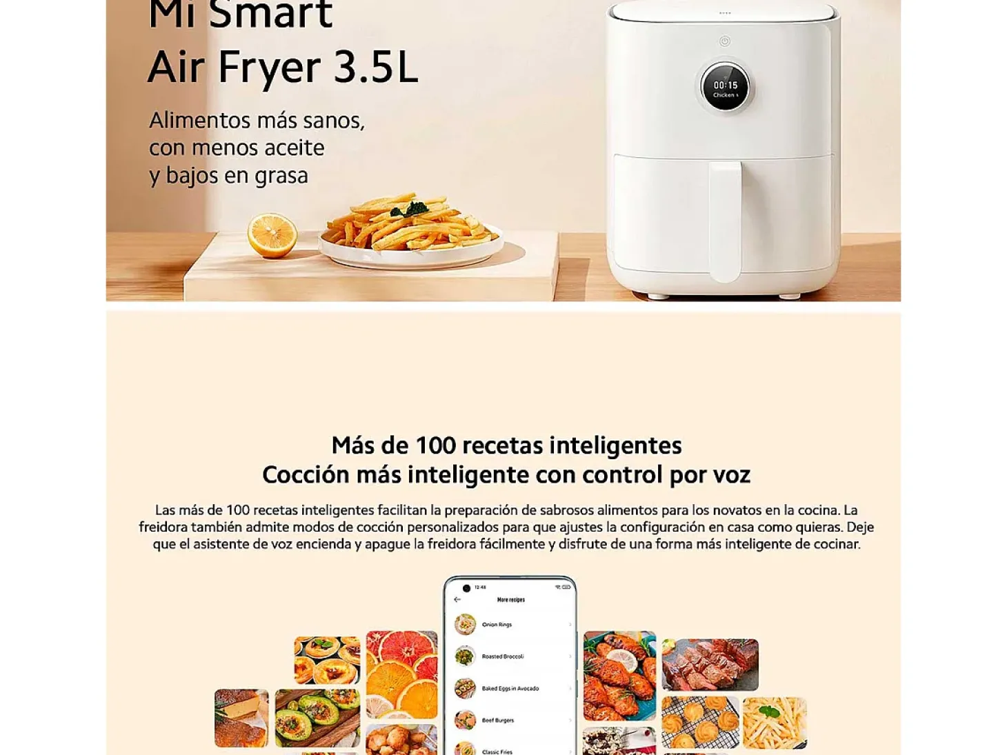 Freidora de aire Xiaomi Mi Smart Air Fryer 1500W 3,5L conexión WiFi blanco