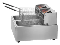 Freidora Eléctrica Comercial SucceBuy, Capacidad de 24 L, Freidora de Mostrador de Acero Inoxidable de 5 000 W con Dos Canastas Extraíbles