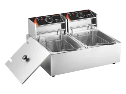 Freidora Eléctrica Comercial SucceBuy, Capacidad de 24 L, Freidora de Mostrador de Acero Inoxidable de 5 000 W con Dos Canastas Extraíbles