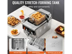 Freidora SucceBuy Comercial de Mostrador 8,5 L 1750 W, Diseñada para Uso Intensivo en Establecimientos de Comida Rápida