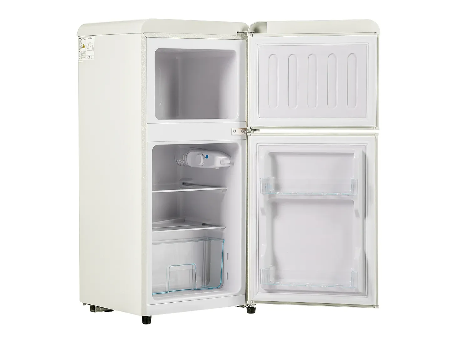 Frigorífico de 60L con 2 puertas e iluminación LED - Consumo energético 102 kWh/año - Blanco crema
