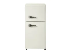 Frigorífico de 60L con 2 puertas e iluminación LED - Consumo energético 102 kWh/año - Blanco crema