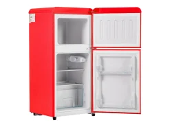 Frigorífico de 60L con 2 puertas e iluminación LED - Consumo energético 102 kWh/año - Rojo