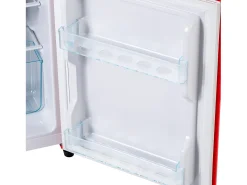 Frigorífico de 60L con 2 puertas e iluminación LED - Consumo energético 102 kWh/año - Rojo
