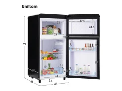 Frigorífico estilo retro de 72L con iluminación LED - Congelador de 21L - Negro