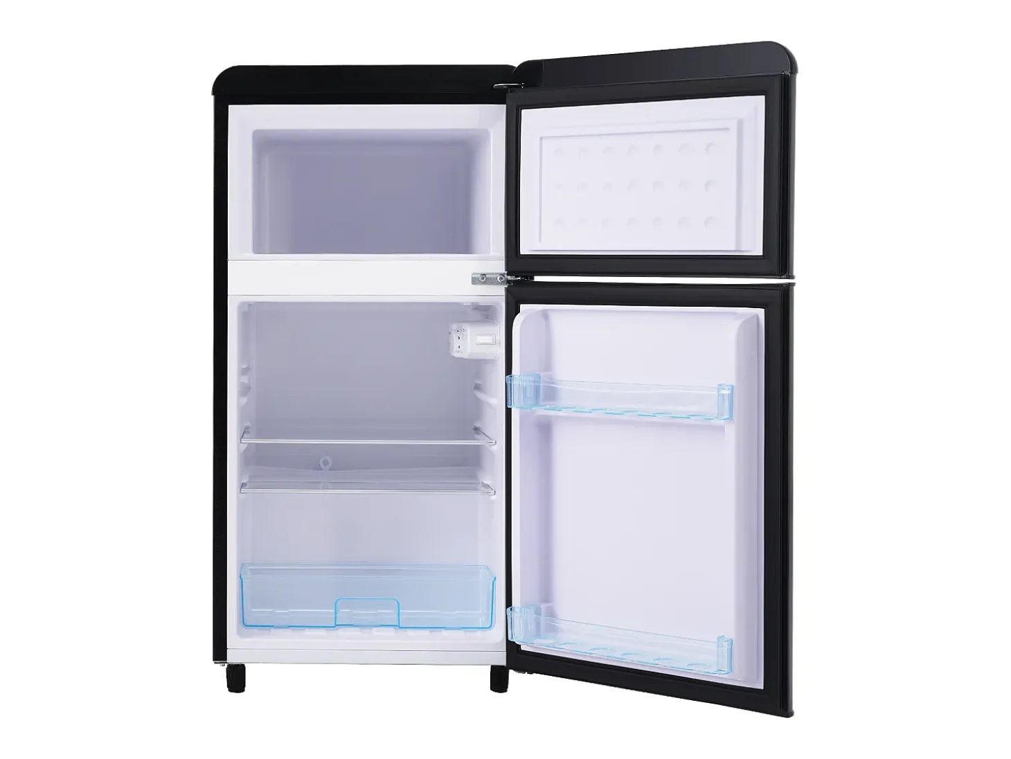 Frigorífico estilo retro de 72L con iluminación LED - Congelador de 21L - Negro