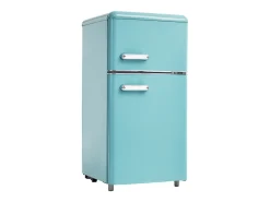 Frigorífico estilo retro de 72L con 2 puertas e iluminación LED - Congelador de 21L - Azul-verde