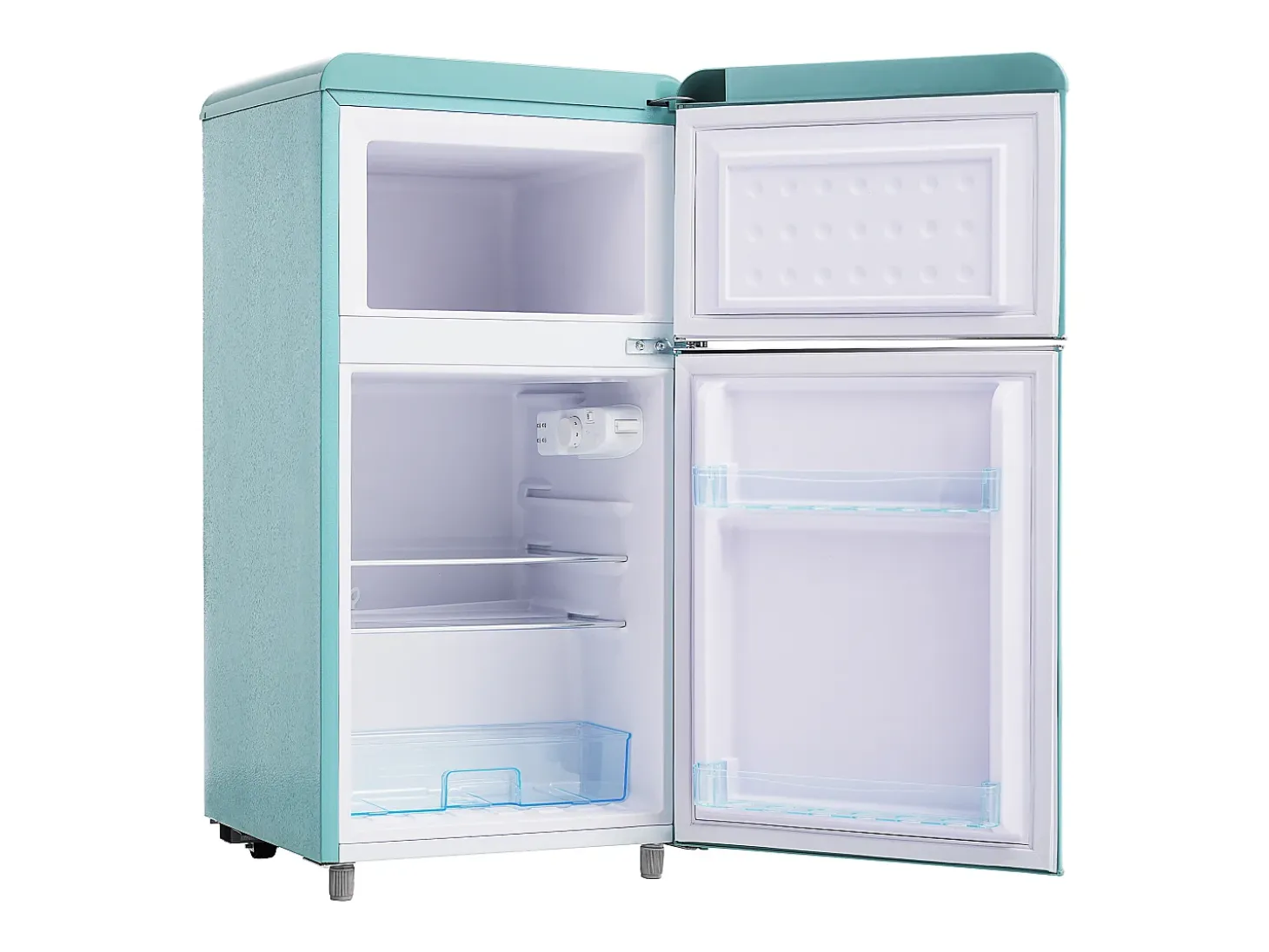 Frigorífico estilo retro de 72L con 2 puertas e iluminación LED - Congelador de 21L - Azul-verde