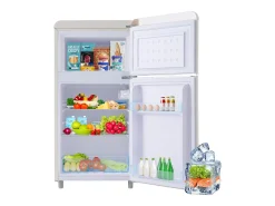 Frigorífico estilo retro de 72L con 2 puertas e iluminación LED - Congelador de 21L - Blanco