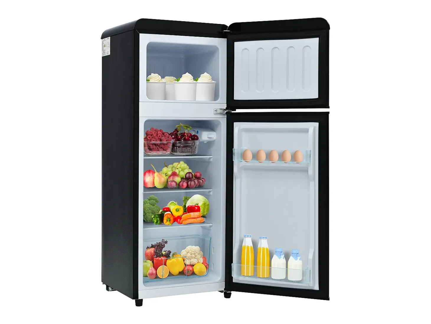 Frigorífico retro de 92L con 2 puertas e iluminación LED - -27°C a 13°C - Negro