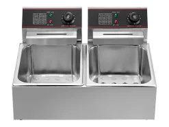 Fritera SucceBuy 5000W 12L Fritera Eléctrica Comercial de Doble Tanque en Acero Inoxidable