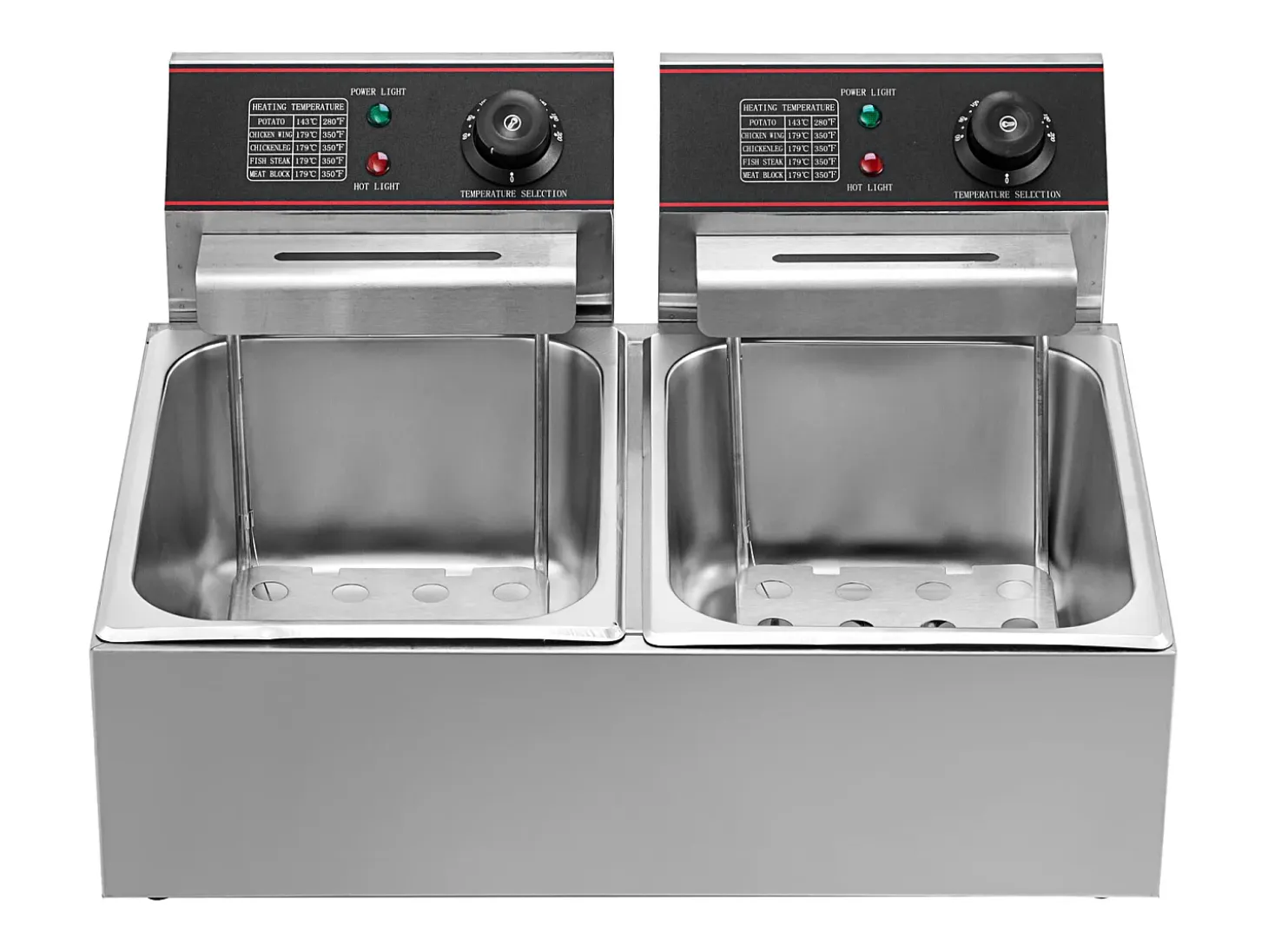 Fritera SucceBuy 5000W 12L Fritera Eléctrica Comercial de Doble Tanque en Acero Inoxidable