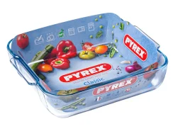 Fuente de horno Classic Pyrex cuadrada con asas vidrio 6x25x22 cm