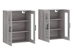 Gabinetes de pared de 2 piezas de madera de ingeniería gris Sonoma