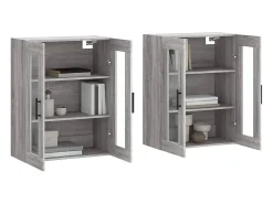 Gabinetes de pared de 2 piezas de madera de ingeniería gris Sonoma