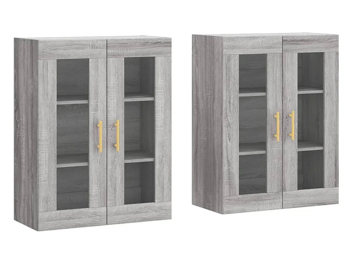 Gabinetes de pared de 2 piezas de madera de ingeniería gris Sonoma