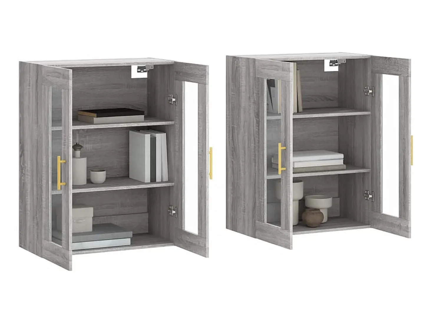 Gabinetes de pared de 2 piezas de madera de ingeniería gris Sonoma