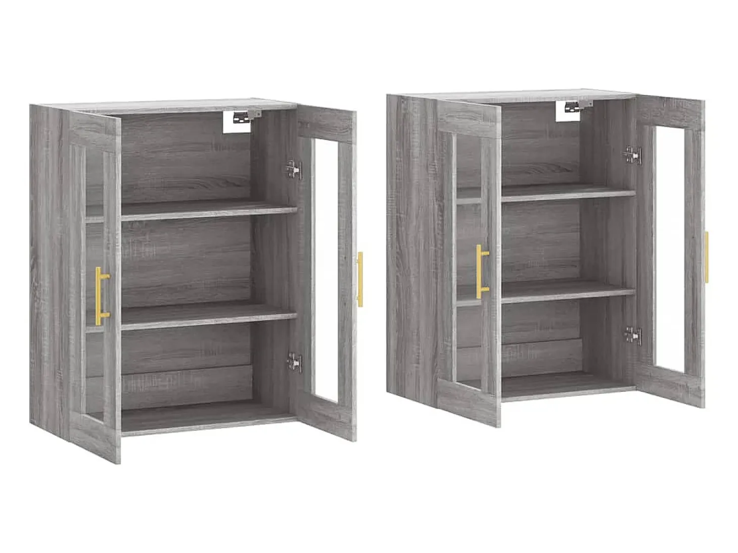Gabinetes de pared de 2 piezas de madera de ingeniería gris Sonoma