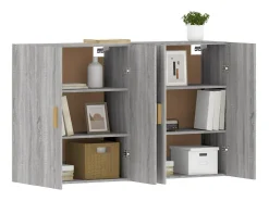 Gabinetes de pared de 2 piezas de madera de ingeniería gris Sonoma