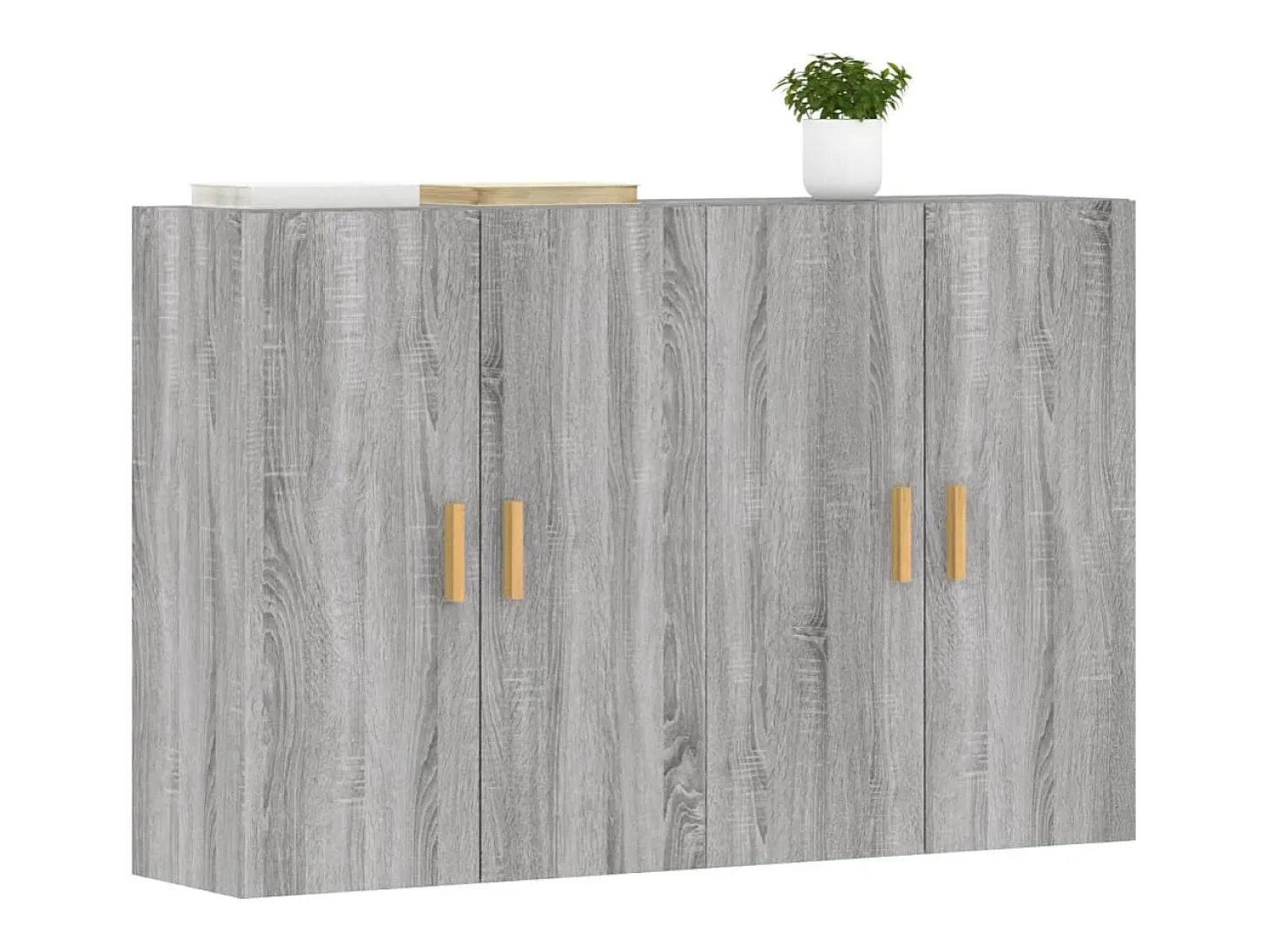 Gabinetes de pared de 2 piezas de madera de ingeniería gris Sonoma