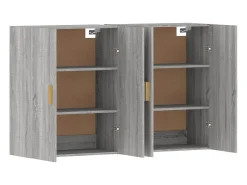 Gabinetes de pared de 2 piezas de madera de ingeniería gris Sonoma