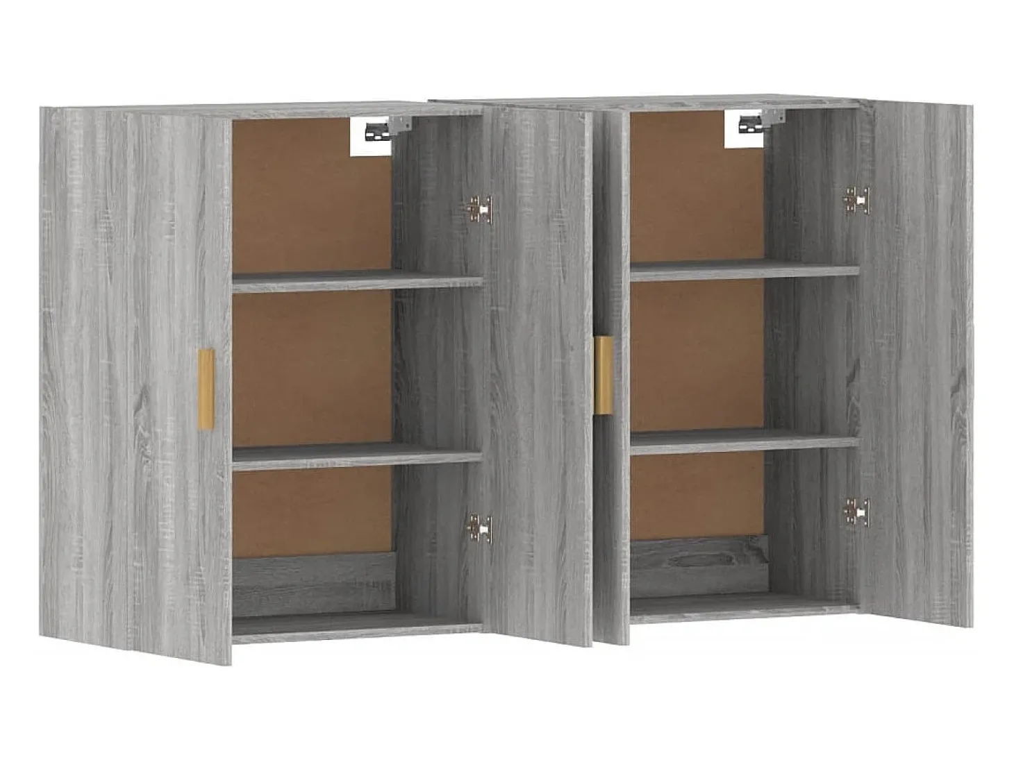 Gabinetes de pared de 2 piezas de madera de ingeniería gris Sonoma