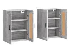 Gabinetes de pared de 2 piezas de madera de ingeniería gris Sonoma