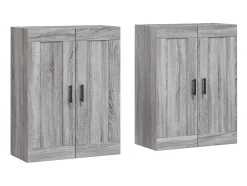Gabinetes de pared de 2 piezas de madera de ingeniería gris Sonoma