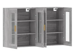 Gabinetes de pared de 2 piezas de madera de ingeniería gris Sonoma