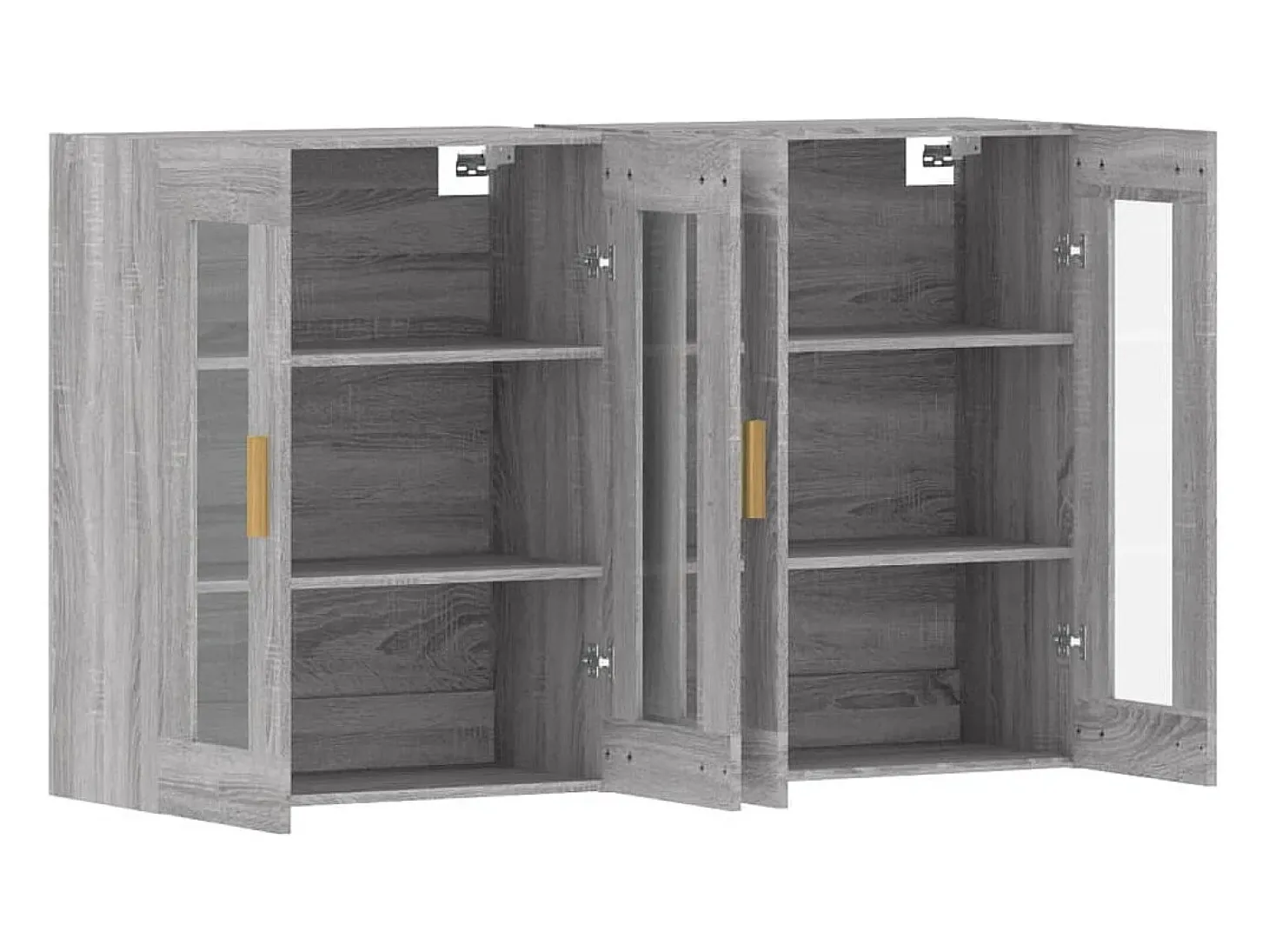 Gabinetes de pared de 2 piezas de madera de ingeniería gris Sonoma