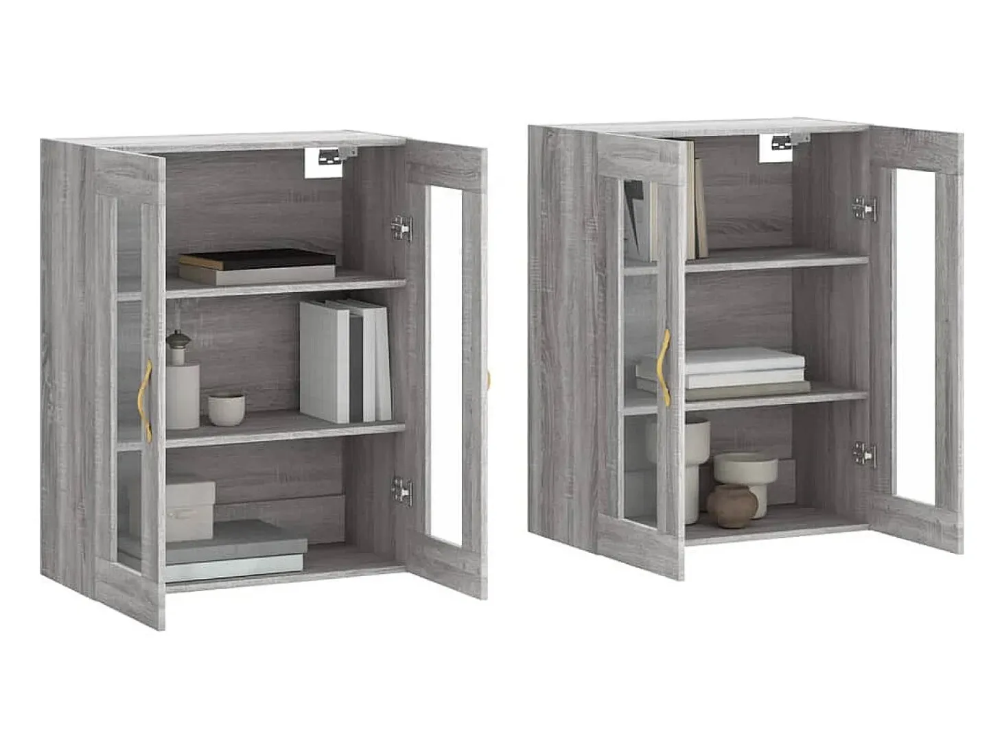 Gabinetes de pared de 2 piezas de madera de ingeniería gris Sonoma