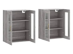 Gabinetes de pared de 2 piezas de madera de ingeniería gris Sonoma