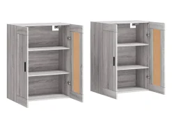 Gabinetes de pared de 2 piezas de madera de ingeniería gris Sonoma