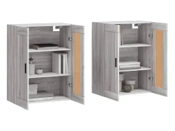 Gabinetes de pared de 2 piezas de madera de ingeniería gris Sonoma