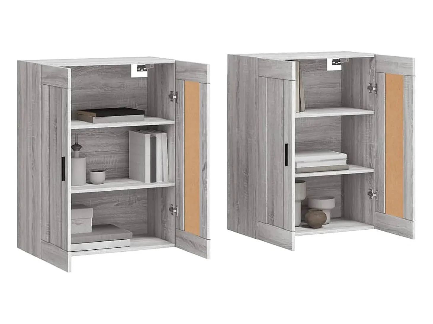 Gabinetes de pared de 2 piezas de madera de ingeniería gris Sonoma