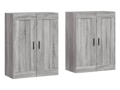 Gabinetes de pared de 2 piezas de madera de ingeniería gris Sonoma