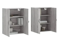Gabinetes de pared de 2 piezas de madera de ingeniería gris Sonoma