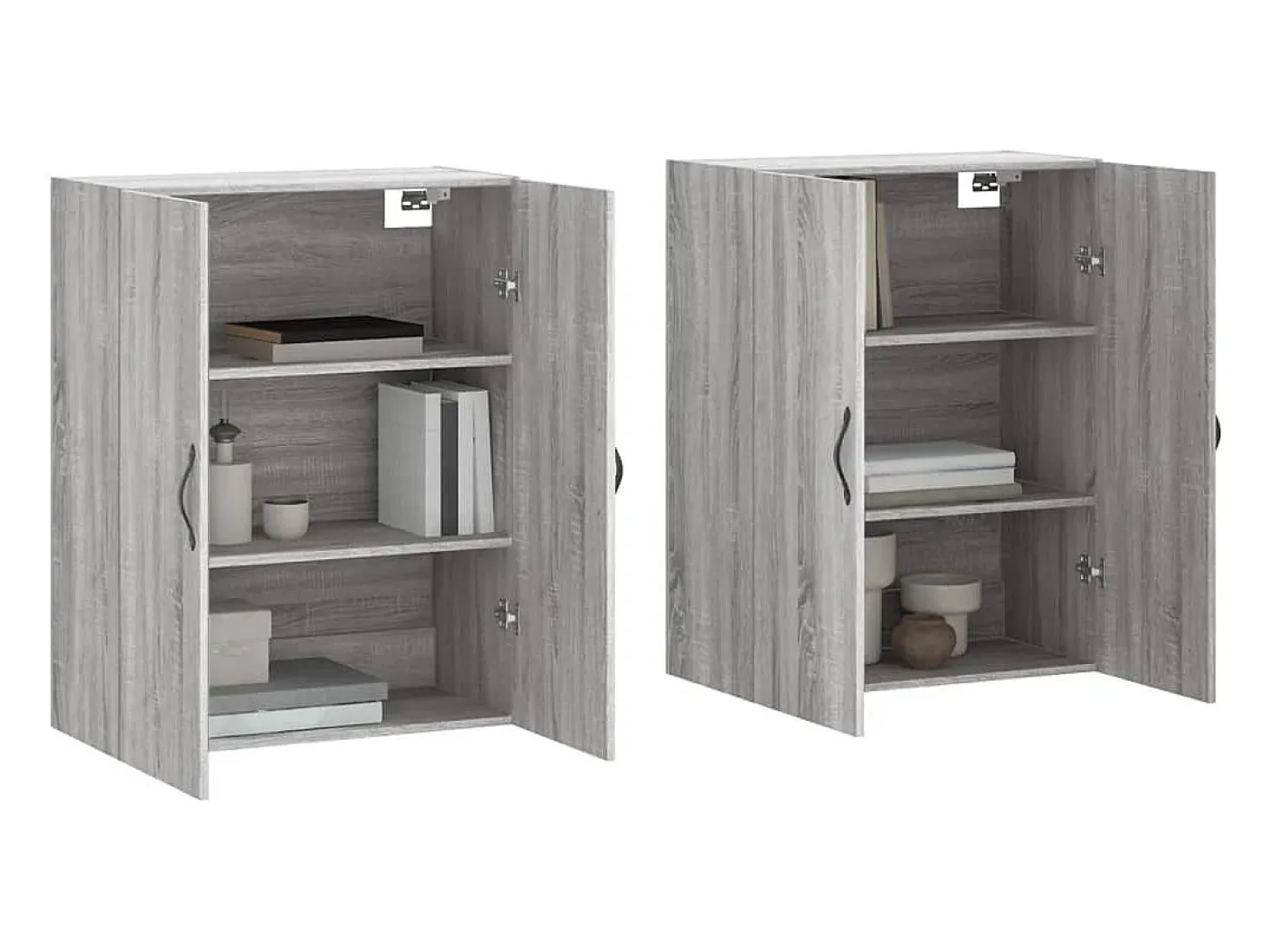Gabinetes de pared de 2 piezas de madera de ingeniería gris Sonoma