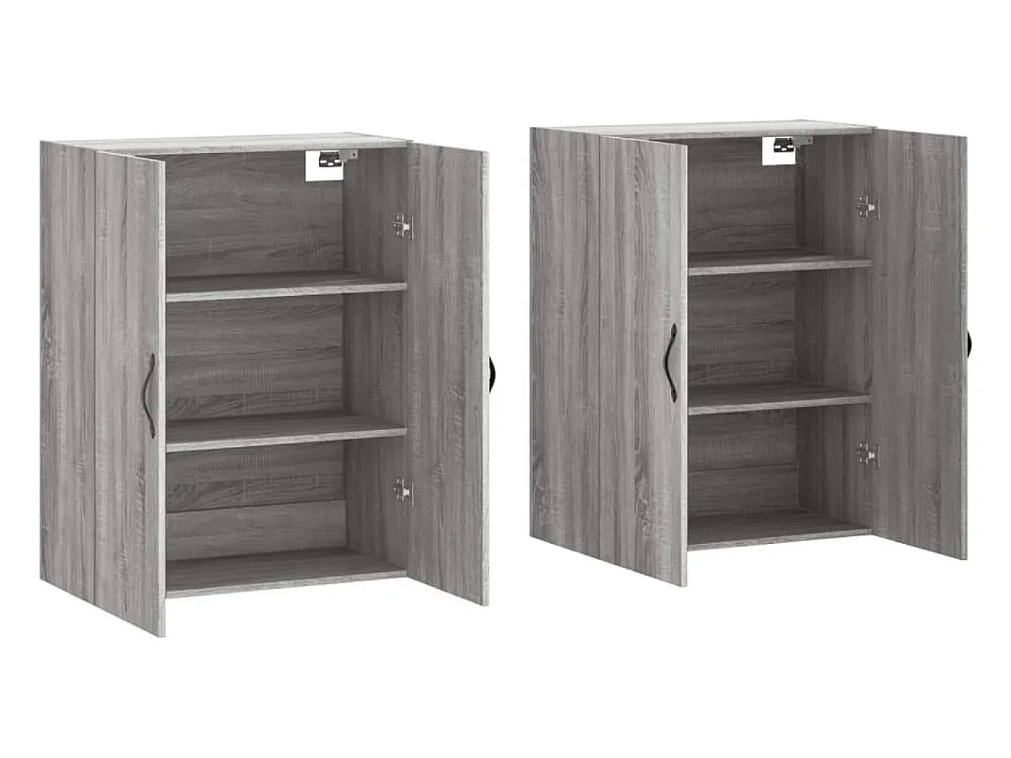 Gabinetes de pared de 2 piezas de madera de ingeniería gris Sonoma