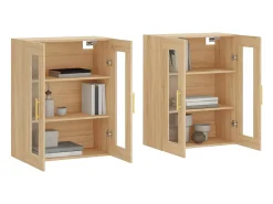 Gabinetes de pared de 2 piezas, roble Sonoma, madera de ingeniería