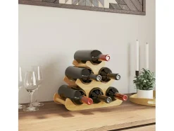 Garden Furniture - Botellero para 6 botellas bambú 35x18x25,5 cm