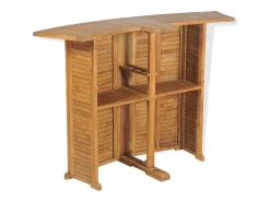 Garden Furniture - Mesa de bar plegable de madera teca maciza 155x53x105 cm