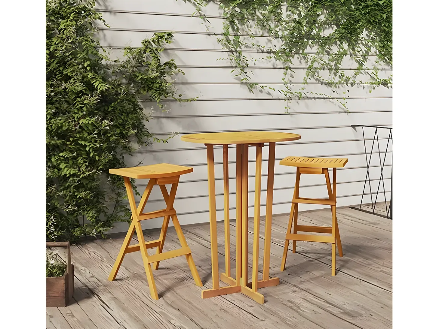 Garden Furniture - Mesa de bar plegable madera maciza de teca 90x65x105 cm